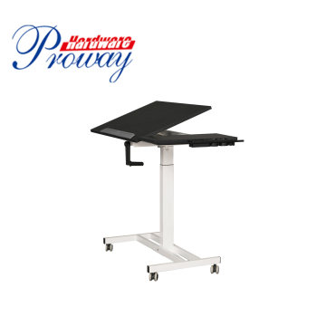 Hand Crank Sit to Stand Office Desk Tiltable Four Legs Height Adjustable Computer Standing Desk with Handle/